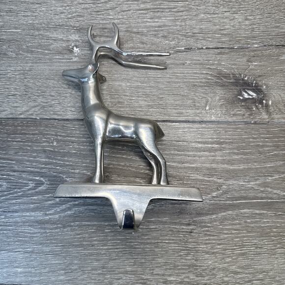 Pottery Barn Christmas Reindeer Stocking Holder Silver Plated 8” Tall - Picture 8 of 8